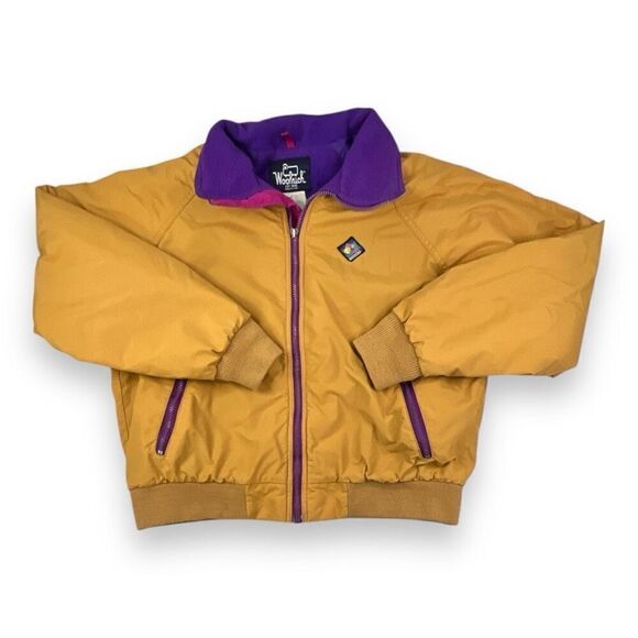 Vintage 1980s Woolrich Sigment Gear Mustard Purple Fleece Lined Jacket Size Larg - Picture 1 of 8